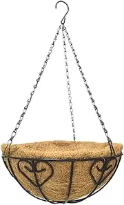 Plant Basket, Garden Basket, Heart Pattern Lawn Accent Versatile Size Chain Hanger Palm Cushion Sturdy Material Decorative Stylish Design, Planter Holder for Home