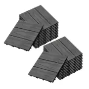 2X 11 pcs Dark Grey DIY Wooden Composite Decking Tiles Garden Outdoor Backyard F
