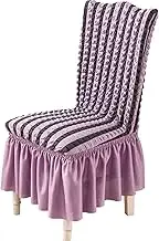 Domestic 1/2/4/6 Pcs Seersucker Fabric Chair Cover Big Elasticity Removable Washable Chair Covers for Restaurant Hotel Banquet Party Simple and Elegant (Color : Purple, Specification : 2 Pieces)