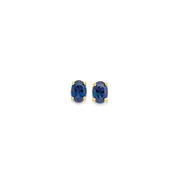 9ct Gold Created Sapphire Oval Stud Earrings in Blue