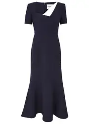 Roland Mouret Asymmetric Midi Dress - Navy - 6 (UK10 / S) 6 (UK10 / S)
