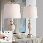 Arden Modern Table Lamps 25" High Set of 2 Mercury Glass with Dimmers Bedroom