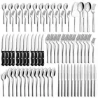 77-Piece Silverware Set with Steak Knives, Solid Stainless Steel Flatware Ute...