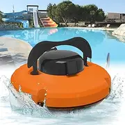 Swimming Pool Robot Cleaner,Cordless Robotic Pool Cleaner,Pool Vacuum Lasts 120 Mins 5200mah Battery 100/200 μ M Fine Filter for Above Ground Flat Pool,Orange