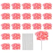 20 Sets Artificial Hydrangea Flower Heads with Stems for Bouquet,Light Red