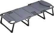 Portable Oxford Cloth Foldable Camping Bed with Pillow Height Adjustable Camping Cot Portable Foldable Bed for Outdoor Office Comfortable