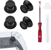 Mcbazel 7 in 1 Thumbsticks Replacement Kit for PS5 Controller Joystick Repair Tool Kit Analog Stick Thumbstick Cap Grips Cover - Black