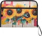 YMXFXP Sunflower Abstract Colors Expandable Filing Folder, 13-Pocket Funny Cute Design with Sticky Labels, A4 Letter Size Document Organizer for Office, School, Boys, Girls