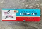 Vintage 1970's Kmart Stainless Steel Chow Set W/ Vinyl Case Spoon Fork Knife