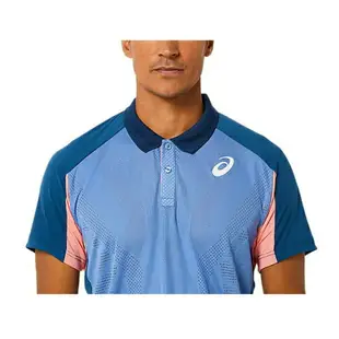 Asics [2041A193-401] 男 短袖 上衣 Polo衫 海外版 運動 訓練 網球 透氣 涼爽 防潑水 藍
