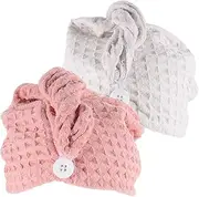 MERRYHAPY 2pcs Microfiber Hair Towel Wrap Bonnet Comfortable Dryer Hat Quick Drying Bath Cap for Women