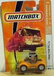 Matchbox Tractor Plow Orange Highway Maintenance #74