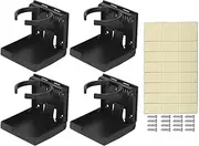 Stainless Steel Adjustable Folding Cup Holder for Marine Boat Caravan Car, Foldable Design, Retractable Range 60 to 100mm (Black)