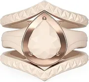 [Rinfit] Women's Silicone Rings - Engagement or Promise Rings for Her - Silicone Wedding Bands Women - Metal Pear & 2 Stackable Rings - Patented Design