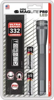 Maglite SP2P09H Maglite Mini PRO LED 2-Cell AA Flashlight with Holster Gray