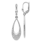 10K White Gold Polished And D/C Leverback Earrings