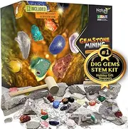 Gemstone Mining Gem Digging Kit for Kids - Gemstone Dig Kit - Discover 15 Precious Gemstones. Gem Mining Kit Adventure. Science STEM Learning Gemstones and Crystals for Kids