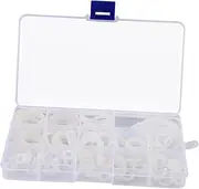 Mobestech 95pcs Leak Proof Sealing Gasket Key Gasket Seal Assortment D Belt Basket Temp Washers Assortment Leakage Washer Bin Assorted Screws Rack Septum Stationary Organiser Kit White Nylon