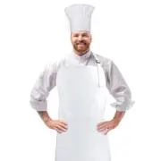 Chef Apron and Hat set, 2 Pockets Adjustable Cotton Kitchen Cooking Bib White