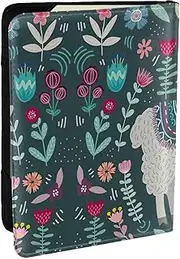 [JEJEA] Flower Alpaca Print Travel Organizer Credit Cards Case Passport BookPassport Holder Cover Wallet forTraveling,, Black, One Size