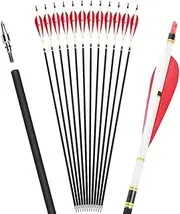 Wolfman 30" Carbon Arrows 500 Spine Hunting Arrows Archery with Feather Fletching Removable Tips Targeting Arrows for Compound Recurve Traditional Bow 6/12pcs