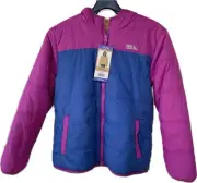 Eddie Bauer Jacket Girls LG 14-16 Full Zip Hooded Reversible Puffer Coat Magenta