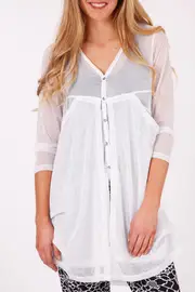 The Drop Pocket Mesh Cardi--THR-6055-W