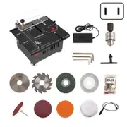 Mini Multi-functional Table Saw 0-90 Angle Cut Portable DIY Saw Woodworking Electric Saw Set for Home Set E US plug