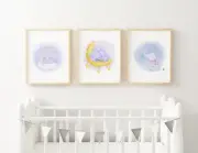 Set of 3 8x10 Unframed Elephant Nursery Art Prints