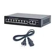 10 Port Gigabit PoE Switch + 2 Gig Uplink Power Over Ethernet 120W for Network