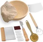 Bread Proofing Basket, round 9-Inch Banneton Sourdough Starter Kit with Lame, Do