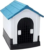 Dog Kennel with Sunroof Outdoor Indoor Plastic Puppy Pet House Weatherproof, Durable Weatherproof Dog Garden House, Waterproof Dog Kennel, Easy Clean Ventilation Dog Crate Blue L XL (XL (105x88x99cm))