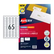 AVERY Quick Peel Address Labels with Sure Feed L7651 38.1 x 21.2 mm (650 Labels/10 Sheets)