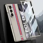 For Samsung Galaxy Z Fold 6 Luxury Leather Plating PC Case with Screen Protector