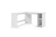Design Square Walter L-Shape Executive Study Computer Working Task Office Desk Table W/ 2-Shelves White