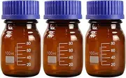 HEALEEP 3pcs Sampling Bottle Thermal Approved Drink Bottle Square Water Bottle Proof Mini Liquor Bottles Sealed Sample Vials Bottle Rack Collapsible Water Bottles Filler Shaker Brown Glass