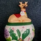 Nathalie Lete Anthropologie Cookie Jar •Oh Deer• Hand Glazed Embossed New 13.5"
