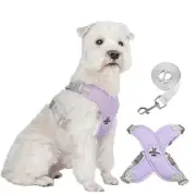 Dog Harness Pet X Frame No Pull Step-in Harnesses with Leash Medium Purple
