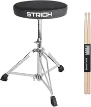 STRICH Drum Throne, Heavy Duty Height Adjustable Padded Seat Drum Stools for Adults Kids Drummers, Included 5A Drumsticks