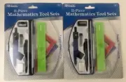 2 x 11-Piece BAZIC Mathrmatics Geometry Tool Set Protractor Compas Ruler Pencil