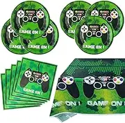 Video Games Party Tableware Supplies Set Including 20 pcs Plates, Table Cover and 20 pcs Napkins, Video Games Theme Party Baby Shower Birthday Decorations