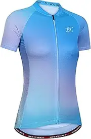 [LMKIJNB] Womens Cycling Jersey Short Sleeves Bicycle Clothing Sportswear Biking Tights Spring Autumn Moisture Wicking Quick-Dry UV Protection MTB Outdoor Windproof XD07,Blue,M