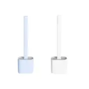 Bathroom Long Handle Soft Brush & Holder with Lid Wall Mounted Toilet Brush Set
