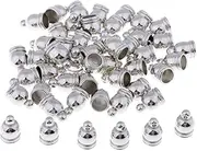 [NeaxgeandX] 50 Pieces End Cap Bead Stopper Fit 6mm Leather Cord Jewelry Findings Silver