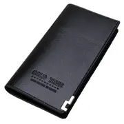 Men's Slim Leather Long Wallet Bifold Clutch Credit Card Holder Coin Purse Bag BLACK COLOR
