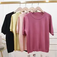 在飛比找momo購物網優惠-R.neTs 韓版純色百搭圓領針織T恤