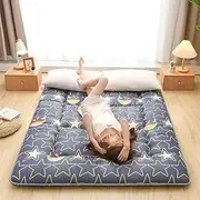 Japanese Floor Futon Mattress Extra Thick Folding Roll Up Bed Topper Leeping Mattress for Floor Queen Camping Mattress Sleeping Pad for Dormitory/Guest Room,Star,150x190cm/59x75