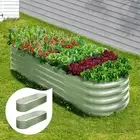 Livsip 2x Garden Bed 240x80x42cm Planter Box Raised Container Galvanised Green