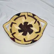 African Soe Tray Handmade Woven Sea Grass Bread Server Fruit Basket 14 x 3