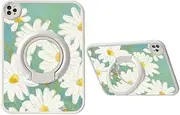 360° Rotating Case Compatible with iPad 9th Generation 2021/ iPad 8th Generation 2020/ iPad 7th Generation 2019 Flower Pattern Floral Illustration Portable Case Rotating Stand,Color J+White